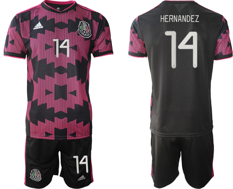 Men 2020-2021 Season National team Mexico home black #14 Soccer Jersey1